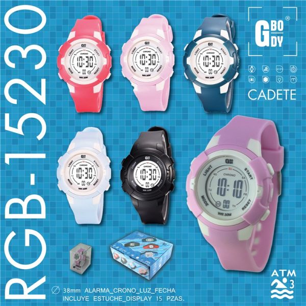 RELOJ G&B LCD CADETE C/ESTUCHE - RESISTENTE 30M - Image 2