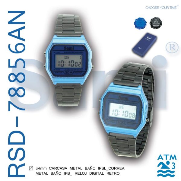 RELOJ SAMI LCD RETRO AZUL IPBLUE / CORR NEG IPB W - Image 2