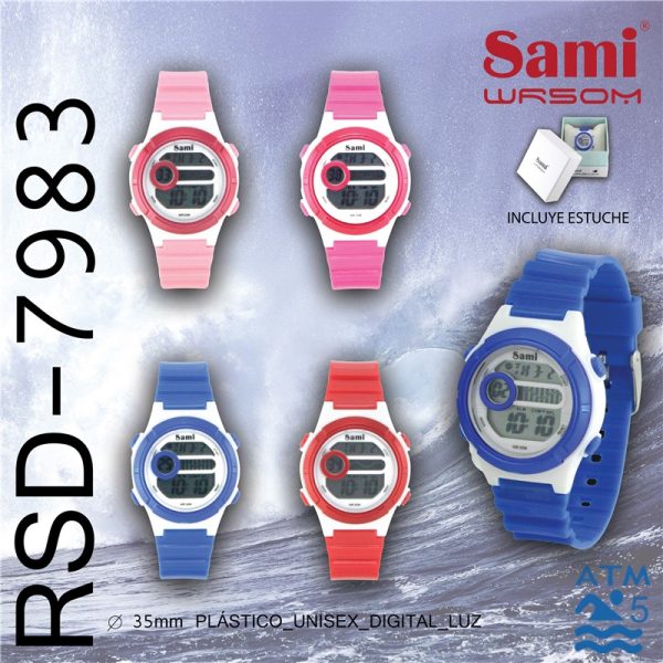 RELOJ SAMI LCD CADETE REDONDO WR50M LUZ C/CAJA - Image 2